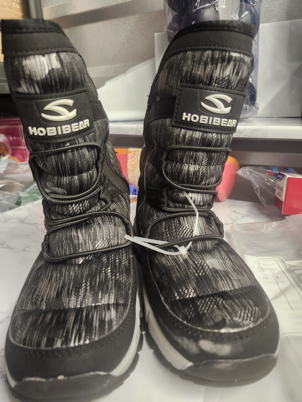 Hobibear Kids Snow Boots AW3771 Black & White Kids Size 2 And A Half  Like New